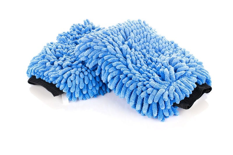 The Rag Company - Premium Chenille Microfiber Knobby Wash Mitts - Perfect for Car Washing and Detailing; Scratch-Free, Lint-Free, Double-Sided, Plush, and Absorbent; Blue (2-Pack) - Image 1